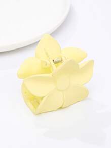 1入組女士素色花朵設計時尚髮爪適用於日常 - 黃色 - 查看 4