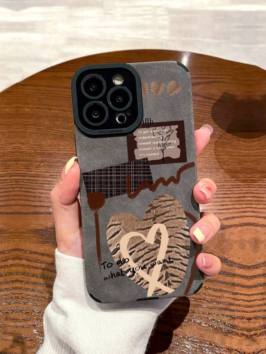 Heart Pattern Anti-fall Phone Case - Grey - View 1