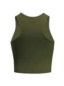 Calvaya Áo hai dây Plus Size màu trơn Giải trí - xanh quân đội - Xem 2