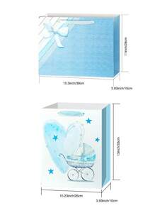 2pcs Baby Boy Baptism Gift Bags, With 8pcs Colored Wrapping Paper And Cardboard Material Bag, Suitable For New Parents - Baby Blue - View 4