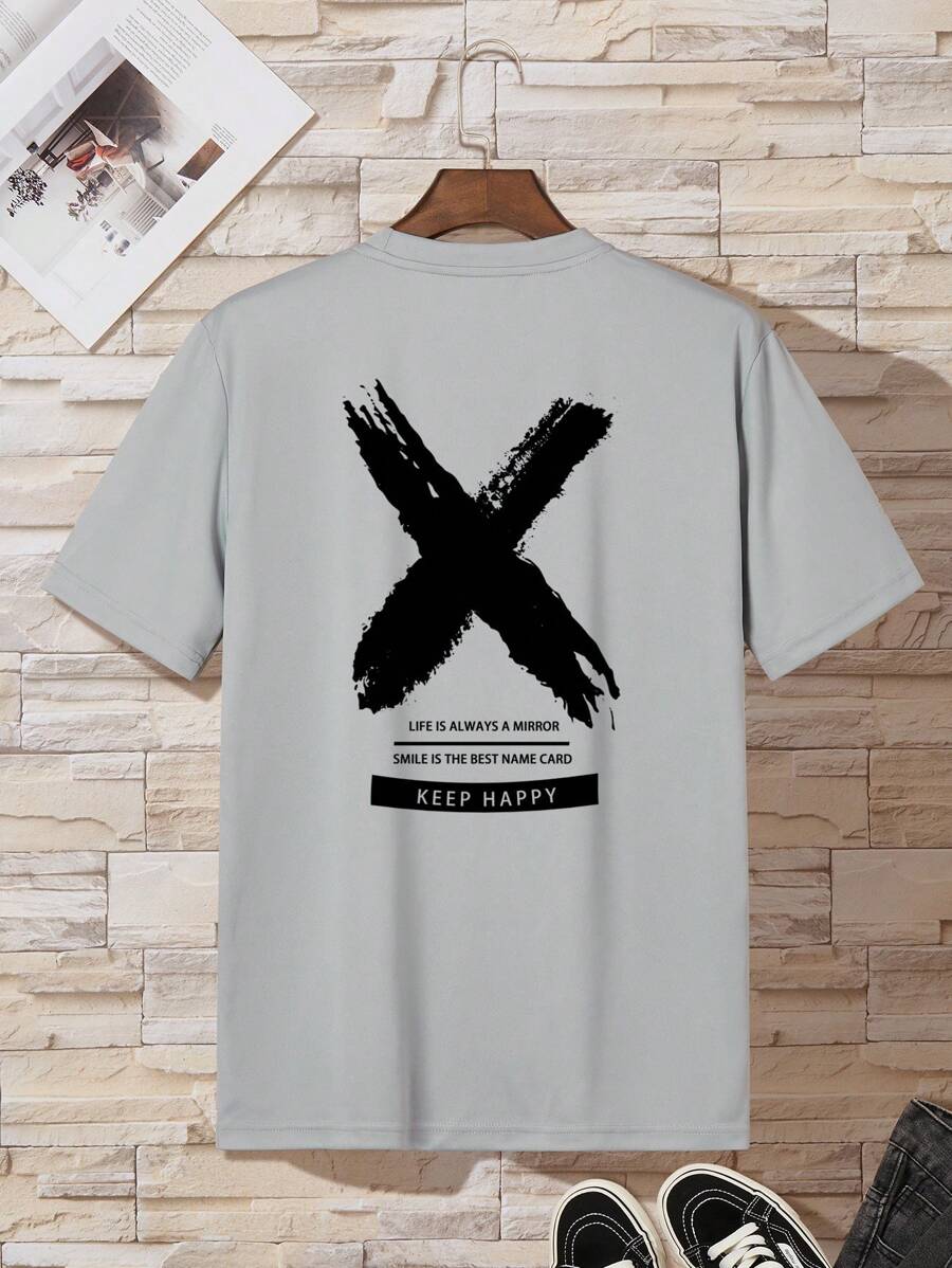 Manfinity Dauomo Men Slogan Graphic Tee - Grey - View 1