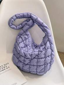 Túi đeo vai gấp gọn, thời trang, cá tính, chống thấm nước, thêu họa tiết, làm từ vải Oxford mới. - Màu tím - Xem 3