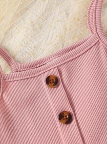 嬰兒3入組紐扣細節荷葉擺吊帶上衣 - 彩色 - 查看 5