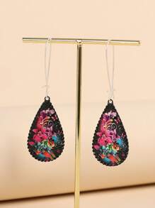 Hoa tai giọt nước họa tiết hoa - Nhiều màu - Xem 2