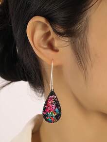 Hoa tai giọt nước họa tiết hoa - Nhiều màu - Xem 4