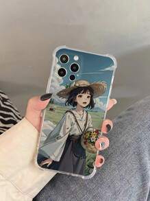 卡通女孩图案防滑手机壳，国际版，非国内版 - 彩色 - 查看 2