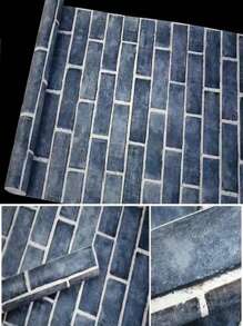 1roll Brick Pattern Wall Paper, Modern PVC Waterproof Wall Adhesive Roll For Home Decoration - Yellow - View 6