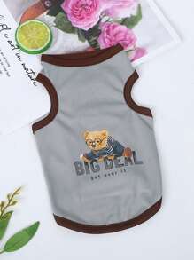 1入組卡通小熊印花寵物背心適用於狗狗和貓適合夏天 - 彩色 - 查看 1