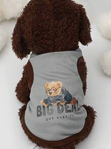 1入組卡通小熊印花寵物背心適用於狗狗和貓適合夏天 - 彩色 - 查看 2