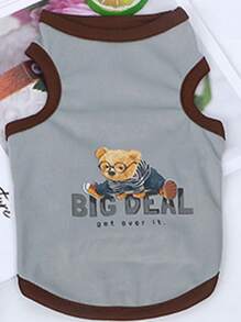 1入組卡通小熊印花寵物背心適用於狗狗和貓適合夏天 - 彩色 - 查看 3