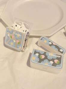 Square Frosted Headphone Case - Strawberry Blue Flower - Multicolor - View 5