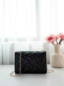Women's Casual Versatile Mini Rhombus Chain Shoulder Bag - Black - View 4