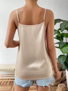 Chiquease Solid Chain Detail Cami Top - Apricot - View 3