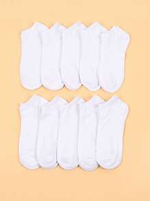10 pares Calcetines tobilleros unicolor - Blanco - Ver 1