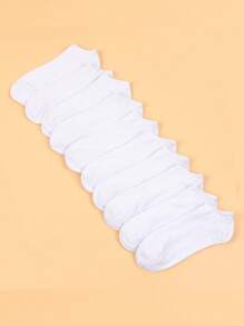 10 pares Calcetines tobilleros unicolor - Blanco - Ver 2