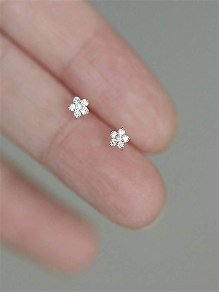 CHOSHILAR Cubic Zirconia Flower Stud Earrings Valentines,Mom,Mother,Mother's Day,Gift