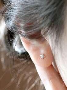 CHOSHILAR Cubic Zirconia Flower Stud Earrings Valentines,Mom,Mother,Mother's Day,Gift - Multicolor - View 3