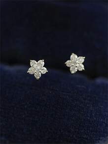 CHOSHILAR Cubic Zirconia Flower Stud Earrings Valentines,Mom,Mother,Mother's Day,Gift - Multicolor - View 4