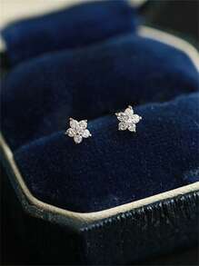 CHOSHILAR Cubic Zirconia Flower Stud Earrings Valentines,Mom,Mother,Mother's Day,Gift - Multicolor - View 5