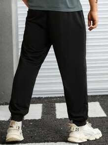 Manfinity Homme Men Slogan Graphic Drawstring Waist Joggers - Black - View 2