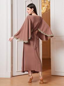 Modelyn Váy Ả Rập Đề can Thắt lưng Hoa Thanh lịch - Màu be - Xem 2