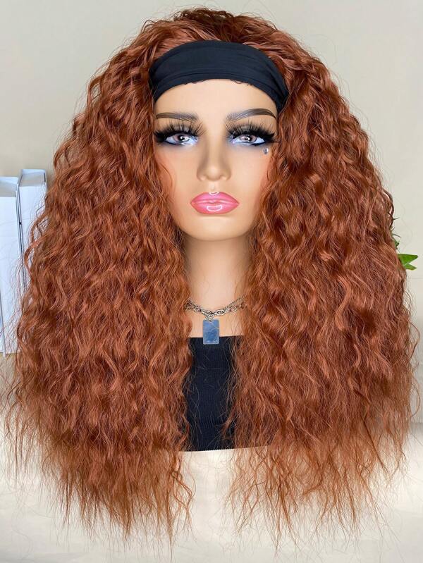 Synthetic Heat Resistant Wigs Long Natural Wave Orange 20Inch Synthetic
