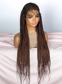 13 X 9 Lace Front Extra Long Braided Synthetic Wig - Dark Brown - View 2
