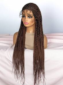 13 X 9 Lace Front Extra Long Braided Synthetic Wig - Dark Brown - View 4