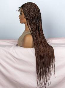 13 X 9 Lace Front Extra Long Braided Synthetic Wig - Dark Brown - View 6