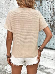 EMERY ROSE Button Front Batwing Sleeve Tee - Apricot - View 2