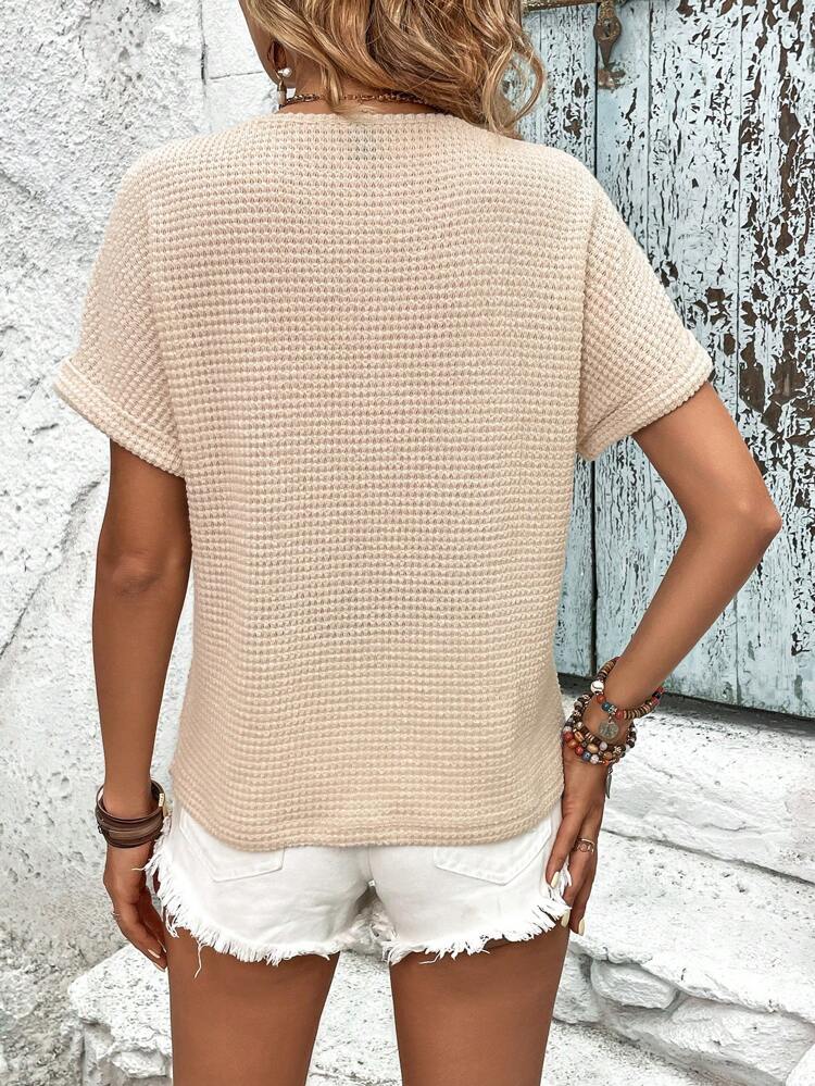 Button Front Batwing Sleeve Tee