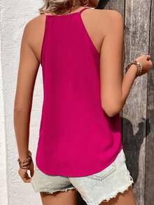 SHEIN Privé 雙色前紐扣吊帶上衣 - 粉色 - 查看 2