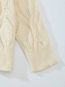 SHEIN LUNE Plus Pointelle Knit Drop Shoulder Jumper - Apricot - View 6