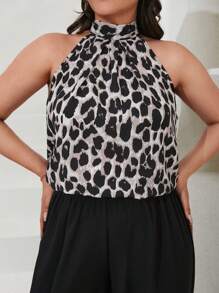 RueChic Plus Leopard Print Halter Top - Multicolor - View 6