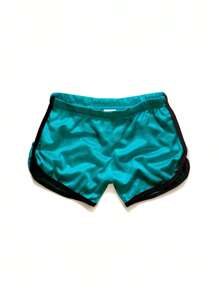 Men Contrast Binding Sports Shorts - Cadet Blue - View 3