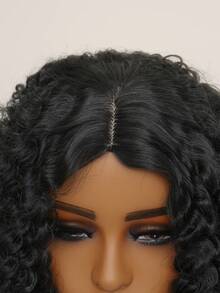 Medium Curly Synthetic Wig - Black - View 5