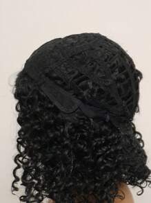 Medium Curly Synthetic Wig - Black - View 6