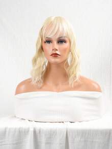 Short Curly Synthetic Hair Topper - Gold - View 1