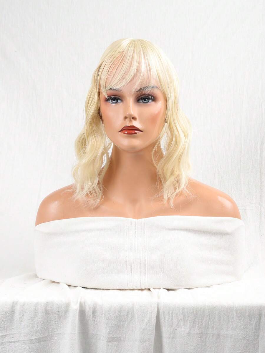 Short Curly Synthetic Hair Topper - Gold - View 1