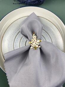 6pcs/set Zinc Alloy Napkin Ring, Creative Tree Design Napkin Ring Holder For Kitchen Dining Table - White - View 3