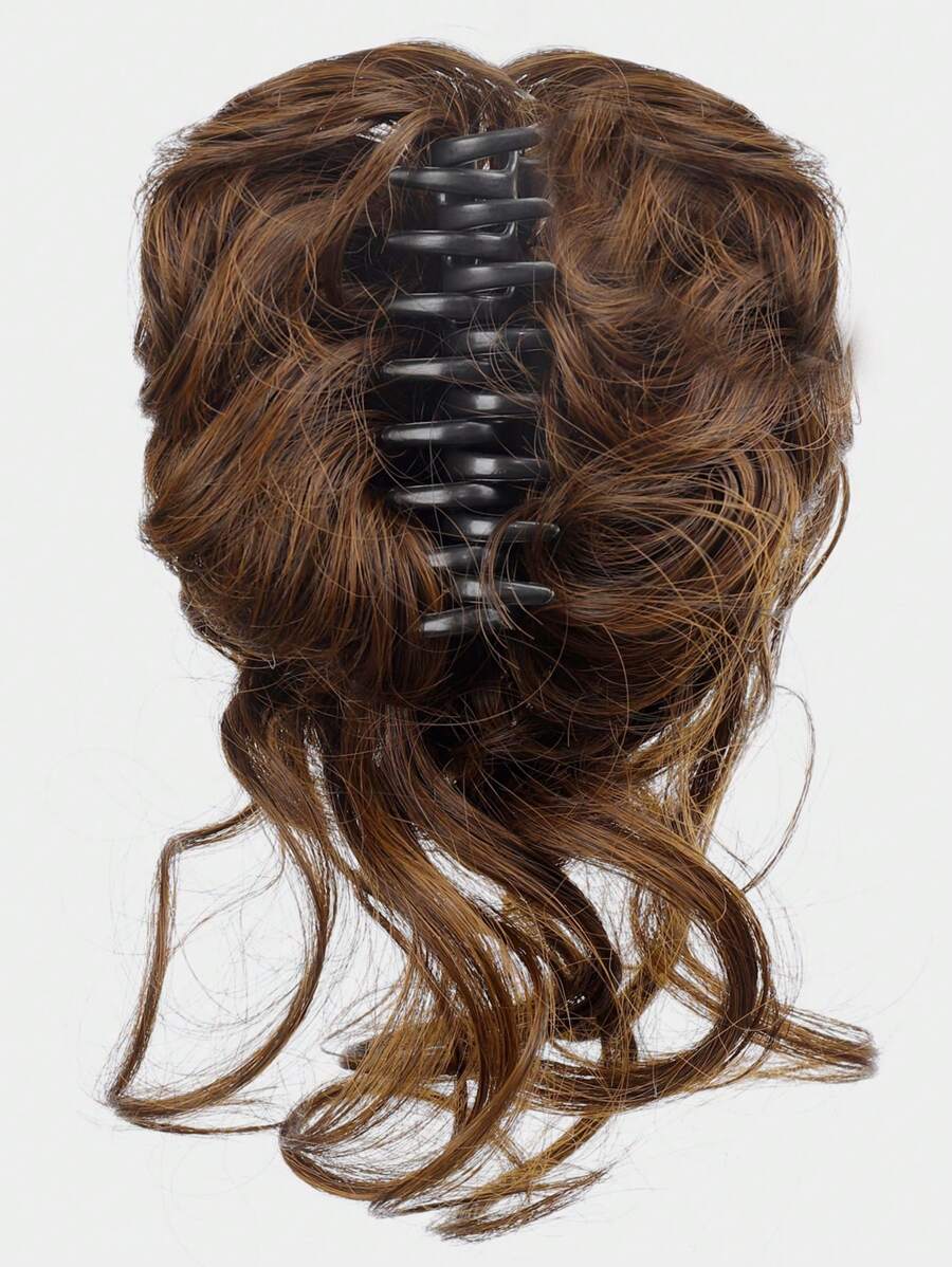 Short Curly Synthetic Hair Bun - Mocha Brown - View 1