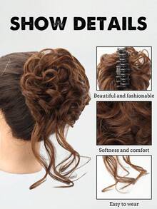 Short Curly Synthetic Hair Bun - Mocha Brown - View 3