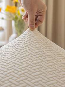 1pc Jacquard Backless Chair Cover, Modern Polyester Square Dirt-Resistant Soft Seat Cushion Cover (Cushion Not Included)