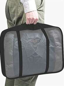 7入組旅行收納袋字母印花衣服收納袋，旅行收納套裝，包裝盒套裝，行李箱收納袋套裝，旅行收納套裝學校用品大學宿舍學生房間裝飾臥室裝飾必需品 - 黑色 - 查看 4