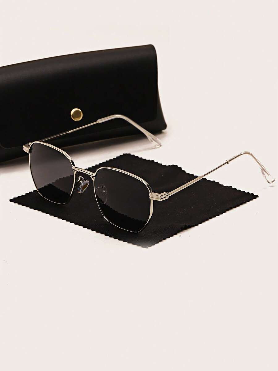 1 副几何框架时尚太阳镜，适合夏季优雅太阳镜，太阳镜海滩配饰太阳镜，太阳镜遮阳镜，适合夏季海滩度假、户外、旅行 - 灰色 - 查看 1