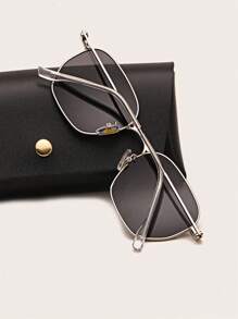 1 副几何框架时尚太阳镜，适合夏季优雅太阳镜，太阳镜海滩配饰太阳镜，太阳镜遮阳镜，适合夏季海滩度假、户外、旅行 - 灰色 - 查看 2