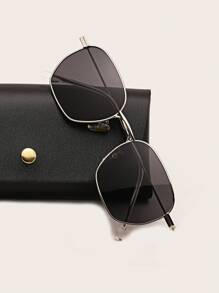 1 副几何框架时尚太阳镜，适合夏季优雅太阳镜，太阳镜海滩配饰太阳镜，太阳镜遮阳镜，适合夏季海滩度假、户外、旅行 - 灰色 - 查看 4