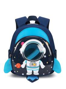 防走失儿童卡通宇航员背包男童书包大容量幼儿书包