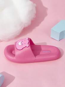 SHEIN X Care Bears Cartoon Bear Patch Decor Slides - Hot Pink - View 7