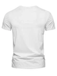 男士字母圖案T恤 - 白色 - 查看 2